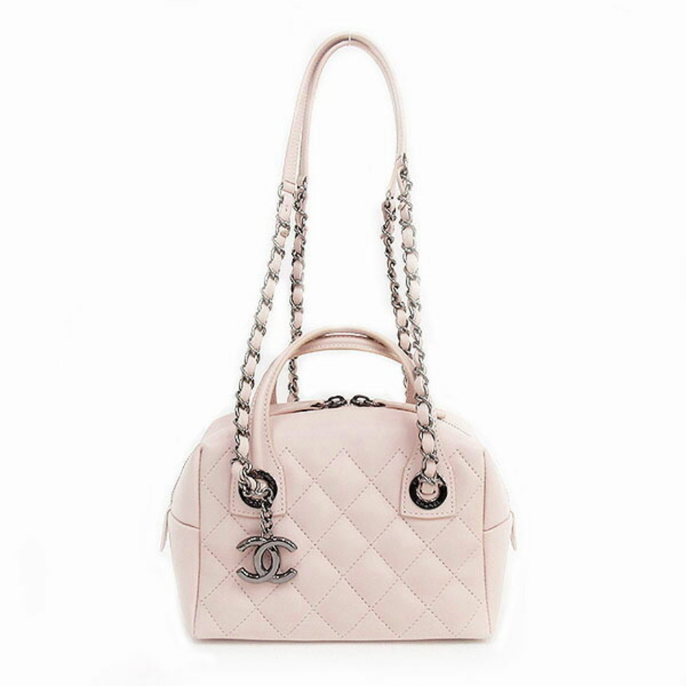 CHANEL Bag Hand Shoulder Chain Pink Leather